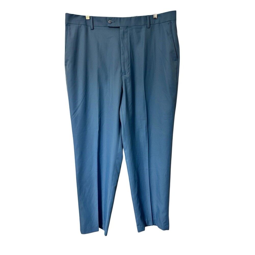 Alan Flusser Mens 40x30 Golf Pants Blue Flat Front Performance Stretch EUC